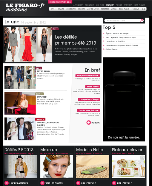 Capture d'écran du site Madame Figaro