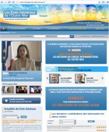 Capture d'écran de la page d'accueil du site des États généraux de l'Outre-Mer